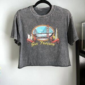 John Galt Brandy Melville San Francisco Crop Top Tee (Gray) OS